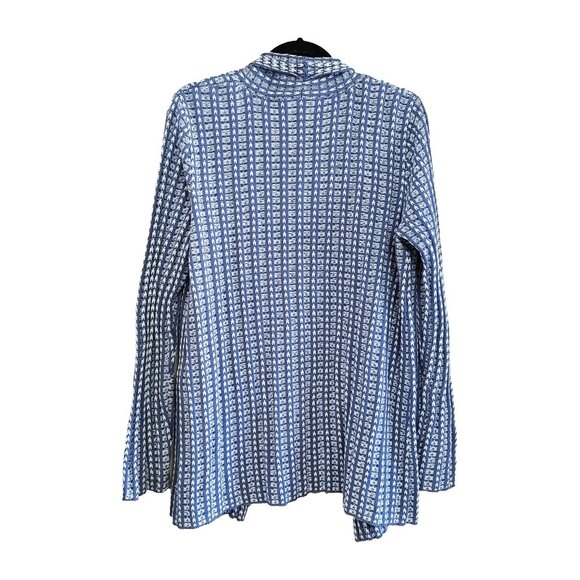 Kim Rogers Woman’s Blue Patterned Light Open Front Sweater Cardigan Size Medium - Picture 4 of 4